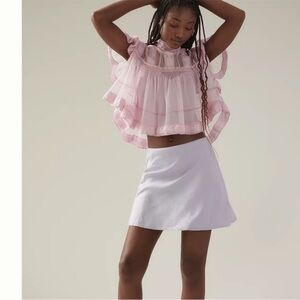 Anthropologie Linen Lavender Mini Skirt